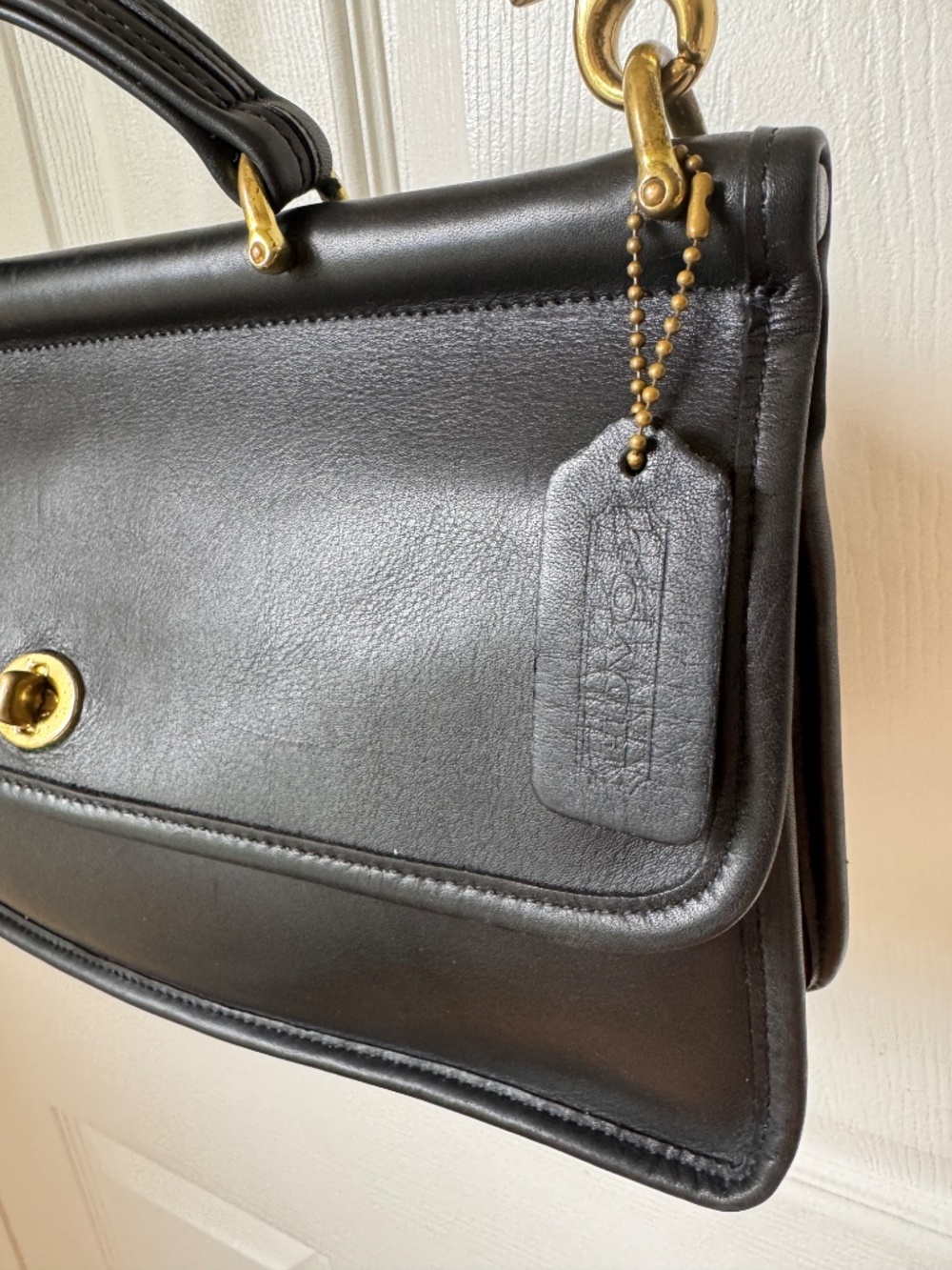 Rare Vintage Coach City Willis Black Leather Brass Classic BOC-9153 Bag USA
